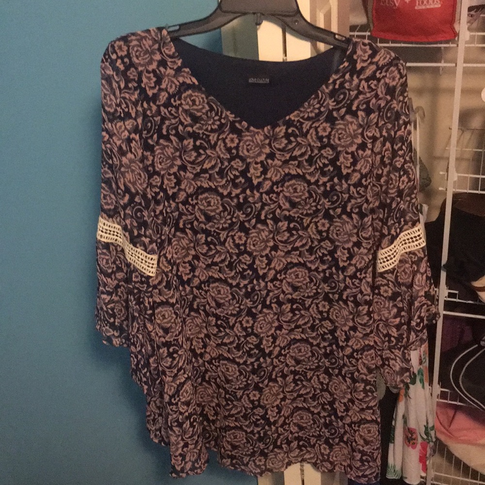 Floral peach and navy dress